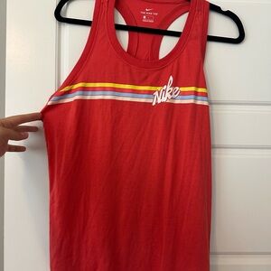 Nike Red Racer Back Tank Top with Stripes